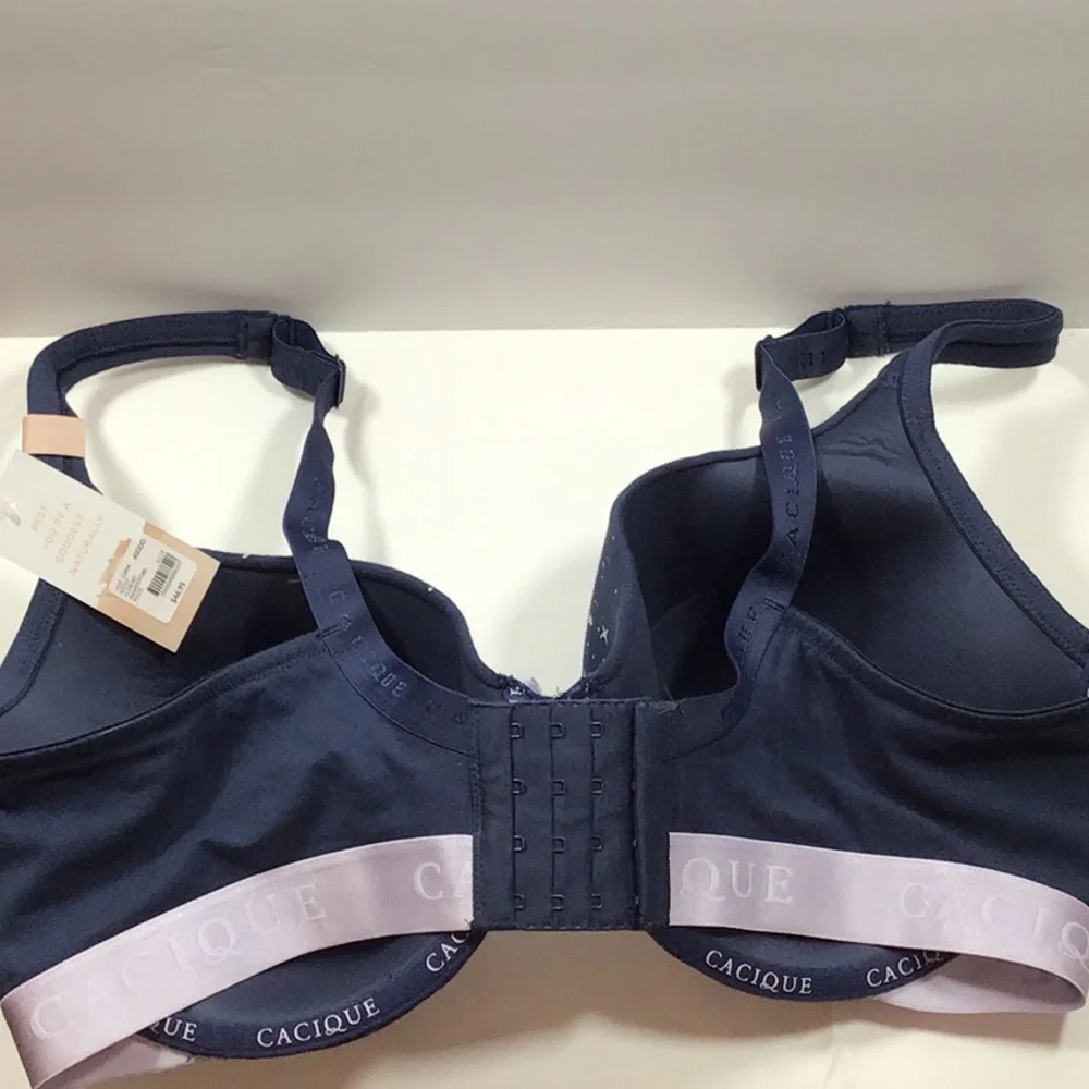 Lane Bryant Cacique Women's T-Shirt Underwire Bra Navy Blue 40DDD